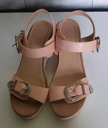 burme od srebra: Sandale na punu petu, broj 37 - Materijal: kvalitetna eko koža - — 4