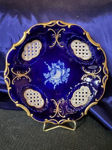 vinil ploce cena: Cinija kobalt cipkasti porcelan Pirkenhammer iz 90ih.godina. Ceska — 2
