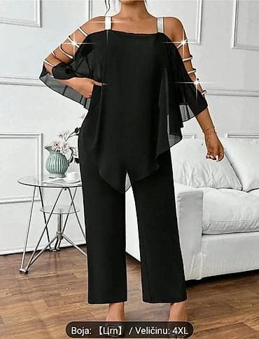 luna kompleti 2023: Elegantni dvodelni komplet – crni - Gornji deo: lepršava tunika od — 2