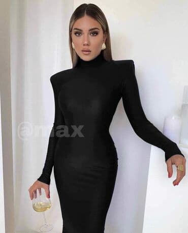 Women's Clothing: A-Dress S, M, L, color - Black, Evening, Long sleeves — 4