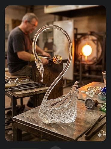 kristalno staklo: Murano nov labud,rucni rad 1960g +. Murano nov labud,perfektan tezak — 2