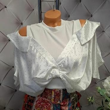 icon majica: Košulja - Gornji deo: bela rebrasta majica bez rukava sa okruglim — 1