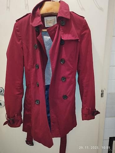 jakna pull and bear: Ženski bordo trenč mantil, klasičnog kroja vel M možete dodji probati — 4