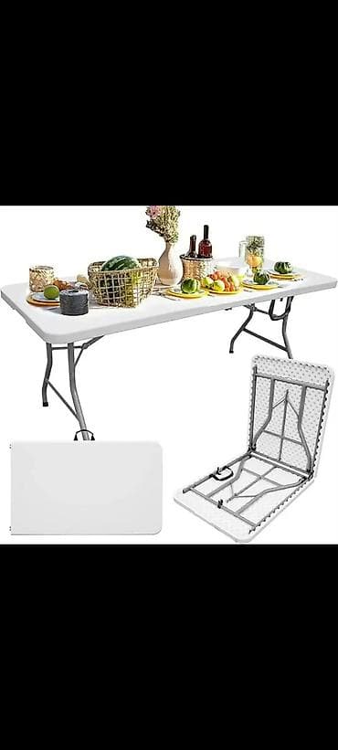 Preklopni prenosivi sto – beli, pravougaoni - Višenamenska sklopiva