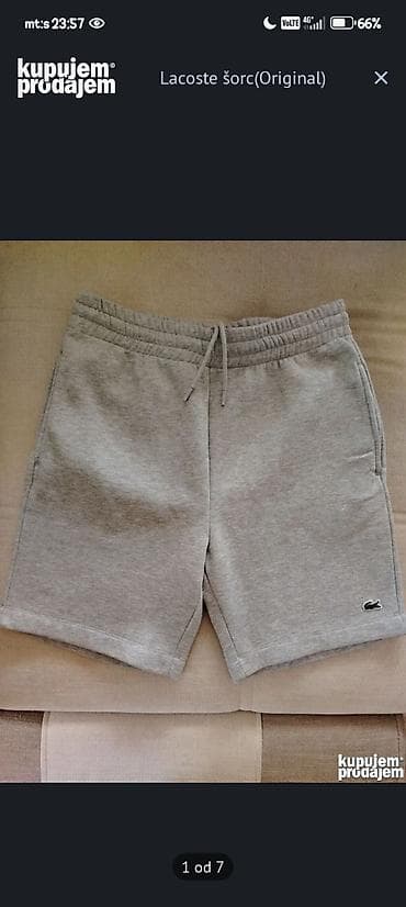 Pantalone: Šorts, L, Lacoste, bоја - Siva, Pamuk — 1