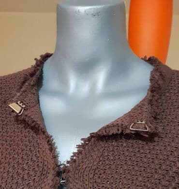 zara haljina sa resama: Ženski pleteni kardigan, braon boje. - Kroj: strukirani kardigan sa — 2