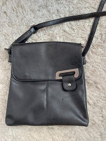 Crna torba preko ramena (crossbody) od eko kože - Materijal: mekana
