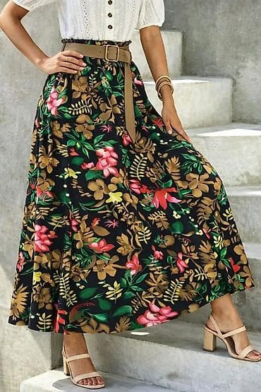ugg bez: Ženska maksi suknja s tropskim cvetnim printom - Dužina: maksi — 2