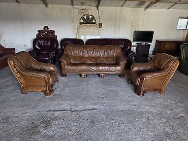 dekor platno za namestaj: Kožna garnitura za dnevnu sobu – 1 - Sastav: trosed i dve fotelje - — 4