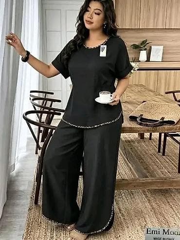set sminki: Komplet ženske garderobe – bluzica i pantalone širokog kroja - — 2