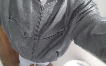 Muška kožna jakna, crna, klasičan bomber/aviator stil. - Materijal