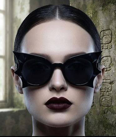Futurističke unisex naočare za sunce – crni „cat-eye“/okrugli hibridni