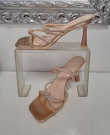 markirana obuca zenska: Elegantne ženske sandale na štiklu – zlatno/rose gold - Dizajn sa — 2