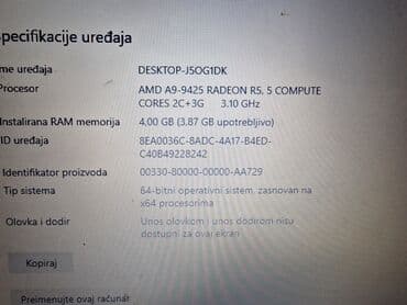 staklo za amity peć: AMD A9, 4 GB OZU — 3