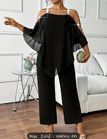 luna kompleti 2023: Elegantni dvodelni komplet – crni - Gornji deo: lepršava tunika od — 6