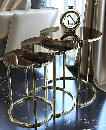 Set od 3 okrugla klub/stočića – “nesting” model - Dizajn: tri stočića