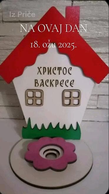 boja za ormare: Drvena uskršnja dekoracija – svećnjak i stalak - Materijal: farbano — 1