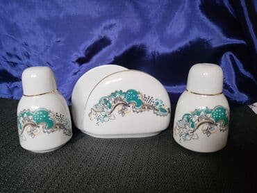 vojni set za jelo: Set nov salnik i drzac za salvete Apulum porcelan 70te.god. Nov set — 1