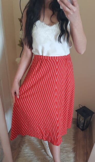 Skirts: M, Midi, color - Red — 1
