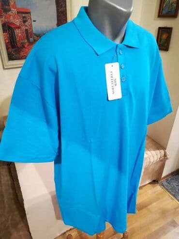pantalone za punije: Nova muska pamucna majica sa kragnom Elephant Plava 5XL. Vrlo dobra — 3