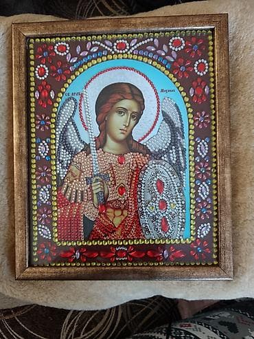 Ikona Svetog Arhangela Mihaila u drvenom ramu - Ikona sa prikazom