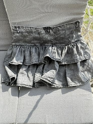 Suknja – teksas, sivkasto ispran efekat - Model: mini suknja sa — 1