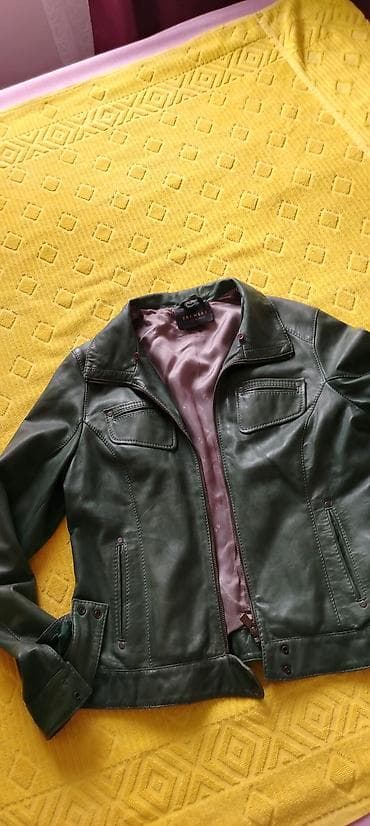 massimo dutti jakne: Zelena KOŽNA JAKNA, od prave kože, vel L/XL, odlično očuvana — 2