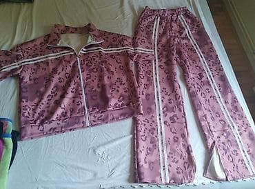 zenski kompleti sako i pantalone cene: Duks i trenerka – komplet sa animal printom, roza/lila tonovi - — 2