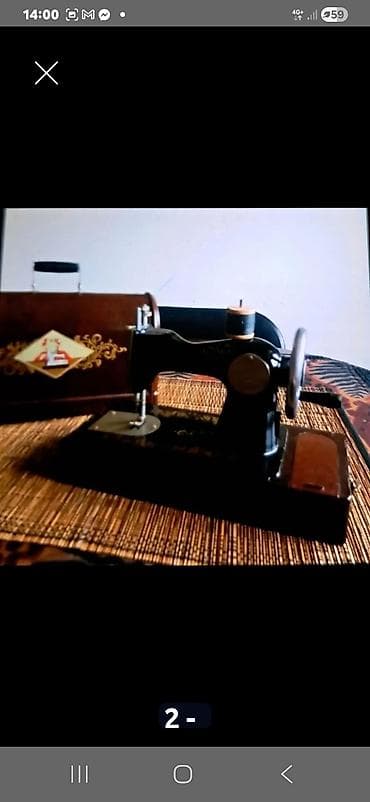 Pegle za veš: Mehanička šivaća mašina sa drvenim koferom/kućištem - Klasik sa — 2