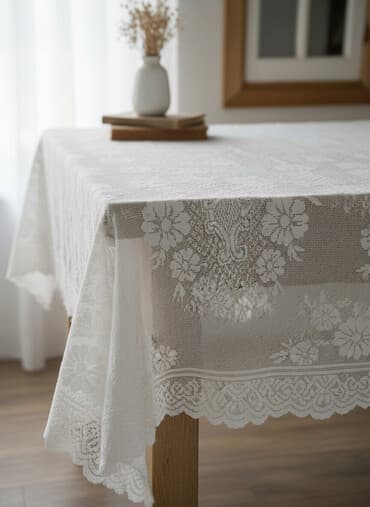 stakleni trpezarijski sto: Stolnjak, Novo, bоја - Bela — 1