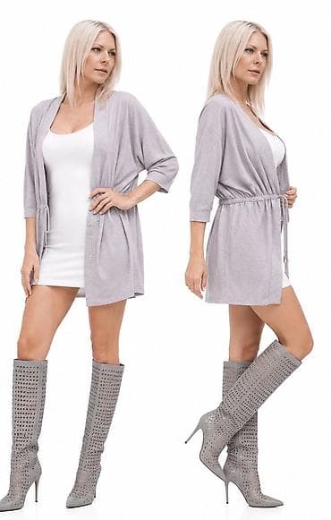 ivko sweaters: Ženska kardigan-tunika sa vezom u struku - Model: lagani — 2