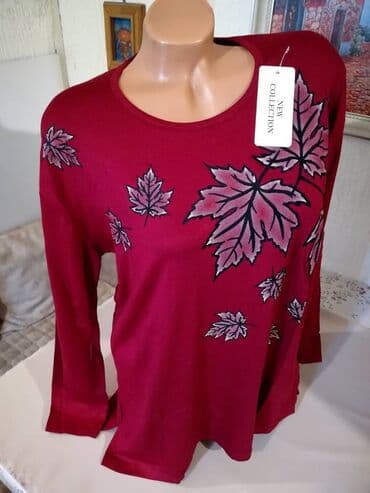 c a tunike: 3XL (EU 46), Viscose, Floral, Single-colored, color - Burgundy — 4