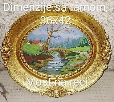 cigara na ulje: Ručni vez u dekorativnim zlatnim ovalnim ramovima – više motiva: - — 3