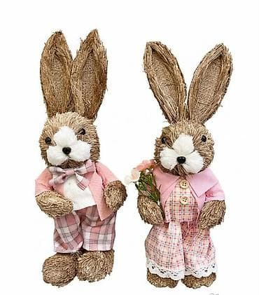 Daske za peglanje: Dekorativni zeka figure – par - Materijal: prirodna vlakna/rašćka — 10