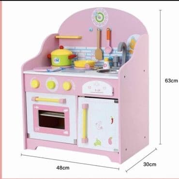 kućice za lutke od drveta: Drvena kuhinja kvalitetna roze 10.600 din Visokokvalitetna drvena set — 1