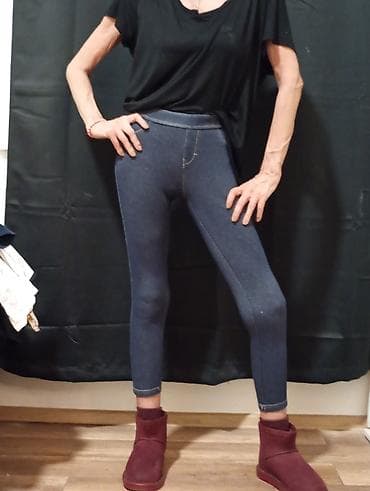 helanke za zimu: Ženske helanke – model u stilu „jeggings“. - Boja: tamno plava/denim — 1