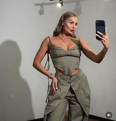 michael kors dresses: Dvodelni ženski komplet – korset top i široke pantalone sa preklopom — 5