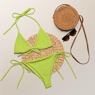 zara basic sako: Ženski bikini set – trouglasti gornji deo i donji deo sa vezivanjem - — 7