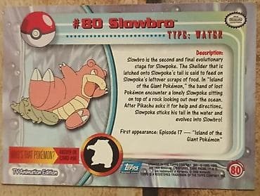 victoria harmonika: Topps Pokémon kolekcionarska kartica – #80 Slowbro (TV Animation — 2