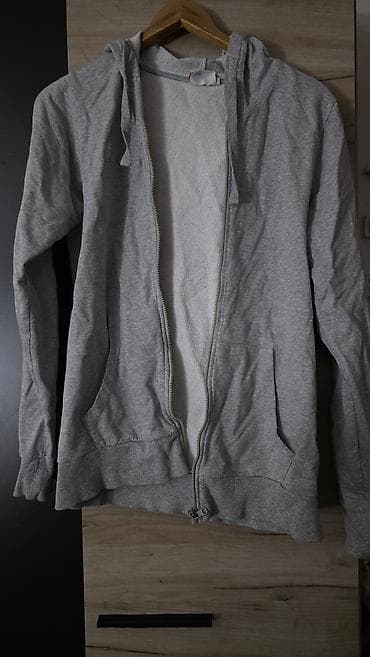 Dukserice: Siva dukserica sa rajsferšlusom i kapuljačom - Boja: svetlosiva — 2