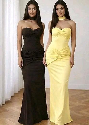 bodi slim: Elegantna ženska večernja haljina – dugi model bez bretela - Kroj — 1