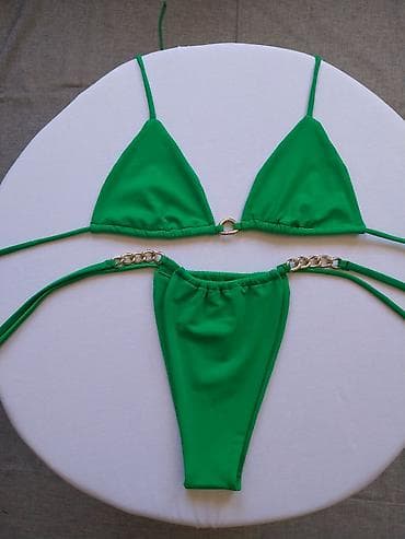 kupi lil solid me: Zeleni dvodelni kupaći kostim – trokutasti bikini - Gornji deo — 3