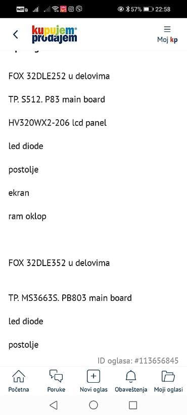 drzac za telefon za motor: FOX 32DLE252 i FOX 32DLE352 – delovi za TV Dostupni originalni delovi — 1