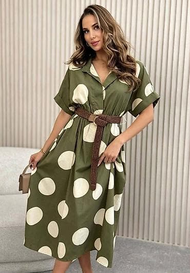 max mara haljine cene: Haljina košulja sa krupnim tufnama - Kroj: ležeran A-kroj, midi — 8