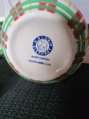 solje za caj: Servis nov za kafe,caj,poslastice rucno oslikan 80te.Blue Elephant — 18