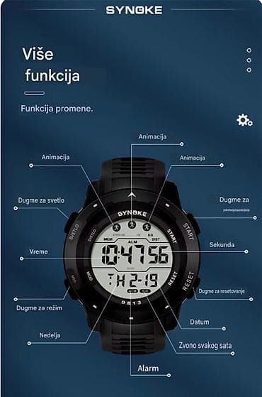tcm sat: Opis Digitalni mehanizam visokog kvaliteta: SYNOKE muški sat ima — 8