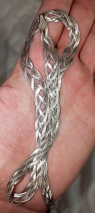 handmade nausnice: Pletena srebrna ogrlica - Materijal: srebro (obilježje “925” vidljivo — 6