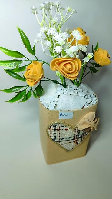 staklene vaze: Dekorativna aranžman vaza sa veštačkim cvećem - Elegantna pravougaona — 5