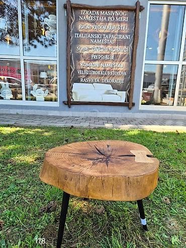 jysk sto za kompjuter: Klub sto napravljen od unikatnog panja Dimenzije: 54x45 H 39 Debljina — 1