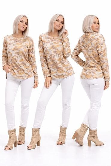 mango bluze: Ženska bluza dugih rukava sa desenom u nežnim bež, pesak i — 1